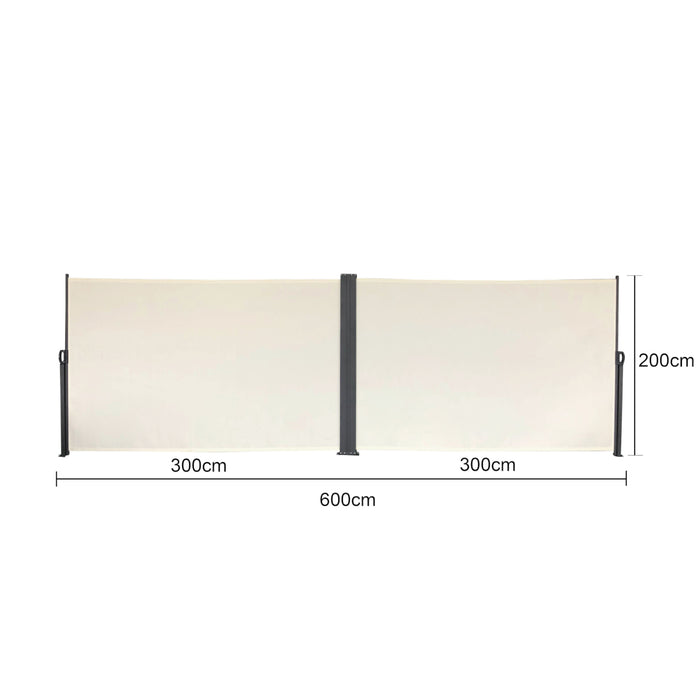 Doppel-Seitenmarkise 280g/m² Balkon-Markise Sonnenschutz Sichtschutz